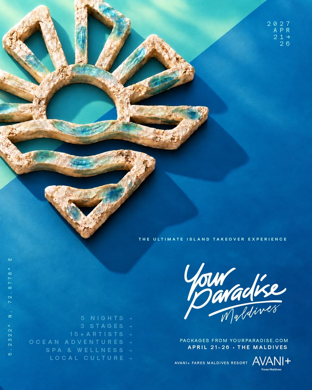 Your Paradise Maldives, April 21–26, 2027 at Avani+ Fares Maldives Resort