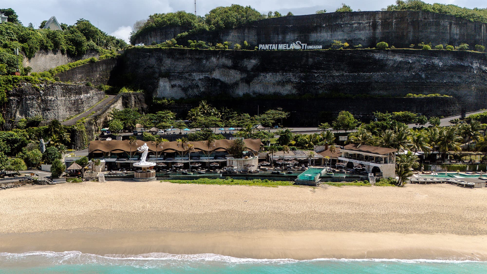 Tropical Temptation Beach Club at Pantai Melasti — aerial view